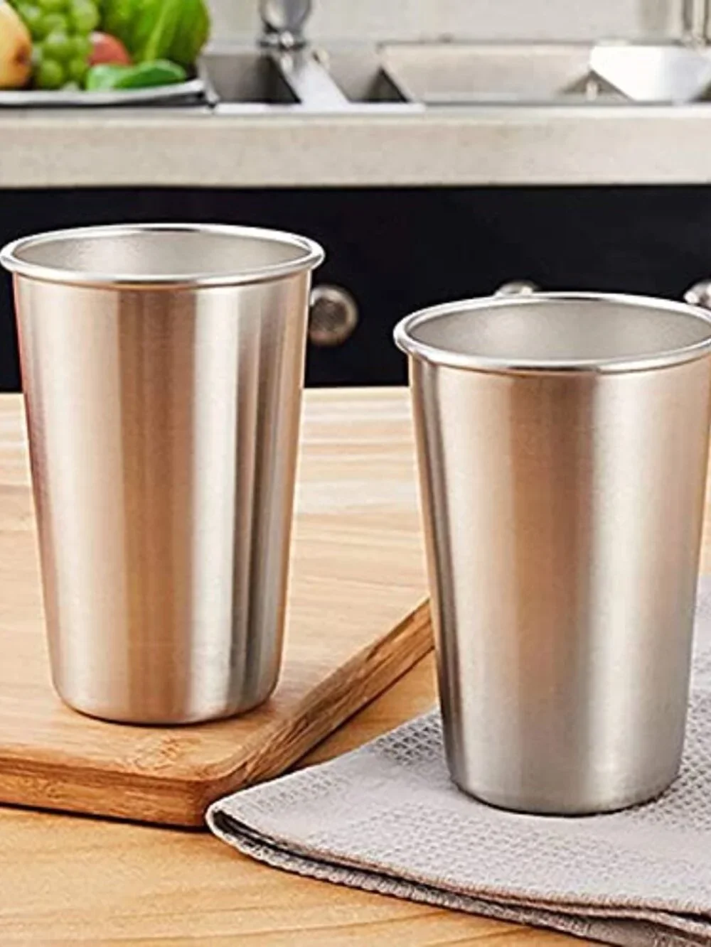 6 Pack 8 oz Stainless Steel Kids Cups, Children's Pint Cups, Stackable Metal Cup